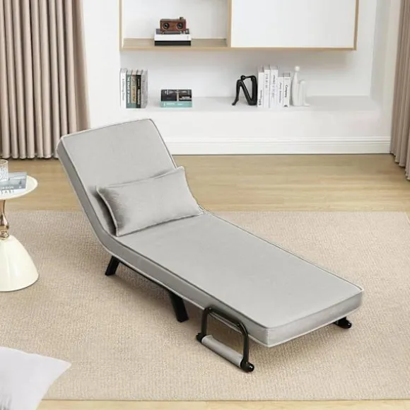 Rootz 3 i 1 Sleep Armchair - Convertible stol - Justerbar hvilestol - Rumbesparende - Linnegrå - 65 x 78 x 75 cm
