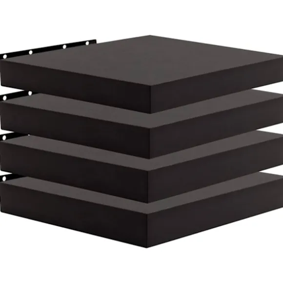 ROOTZ 4 -PIECE SET Væghylde - Boghylde - Dekorativ opbevaring - Fugtbestandig MDF - Sort 30x22.9x3.8 cm