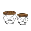 Rootz 2 Set sofaborde - Vintage sofaborde - Træspanelborde - Robust stålramme - 50 cm x 40 cm og 40 cm x 36 cm