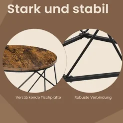 Rootz 2 Set sofaborde - Vintage sofaborde - Træspanelborde - Robust stålramme - 50 cm x 40 cm og 40 cm x 36 cm