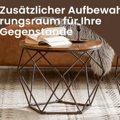 Rootz 2 Set sofaborde - Vintage sofaborde - Træspanelborde - Robust stålramme - 50 cm x 40 cm og 40 cm x 36 cm