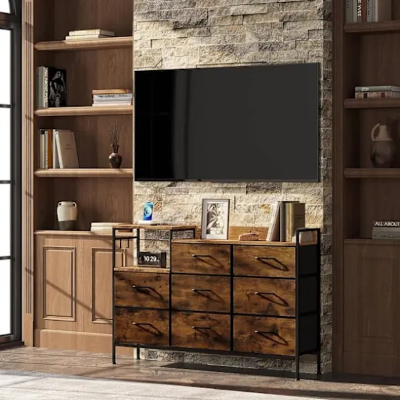 Rootz 8 skuffe bryst - kommode - opbevaringsenhed - vintage design - metalramme - øger opbevaring - 132 x 88 x 30 cm