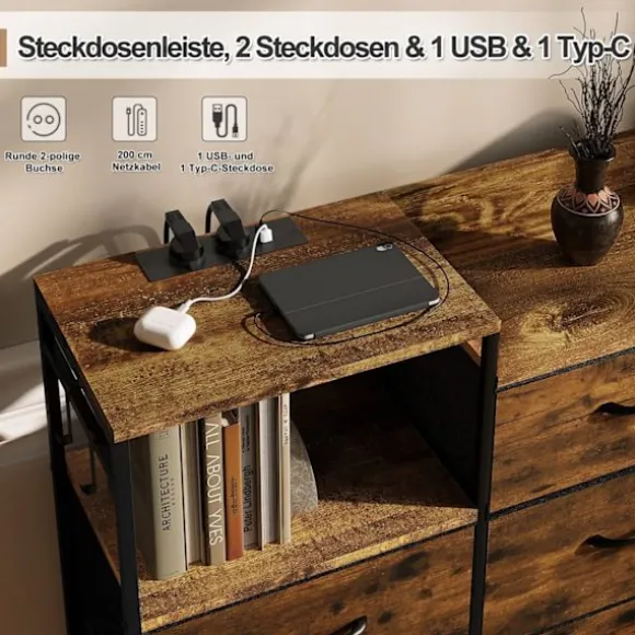 Rootz 8 skuffe bryst - kommode - opbevaringsenhed - vintage design - metalramme - øger opbevaring - 132 x 88 x 30 cm