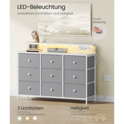 Rootz 9 Skuffekiste - Opbevaringsenhed - Kommode - LED -belysning - Rumbesparende - 33,5 x 114 x 84 cm