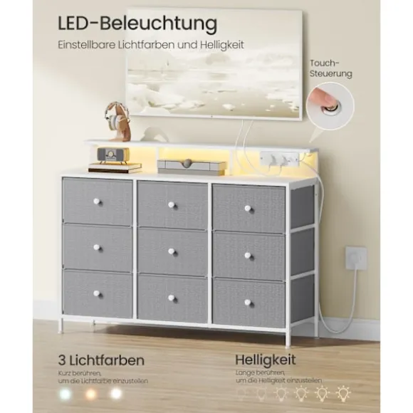 Rootz 9 Skuffekiste - Opbevaringsenhed - Kommode - LED -belysning - Rumbesparende - 33,5 x 114 x 84 cm