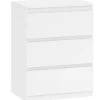 Rootz 3 skuffer kommode – Kommode – Opbevaringsskab – Håndtagsløst, moderne design, organiserer tøj – 60x40x79cm Hvid spånplade