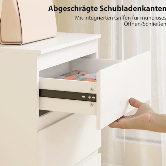 Rootz 3 skuffer kommode – Kommode – Opbevaringsskab – Håndtagsløst, moderne design, organiserer tøj – 60x40x79cm Hvid spånplade