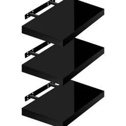 Rootz 3 -sæt flydende væghylde - Wall Board - Sorte flydende hylder - High Resilience MDF - 25x22.9x3.8 cm