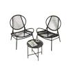Rootz 3 -stykke balkonmøbler sæt - havemøbler - gårdhave sæt - pe -polyrattan - blæk sort - 50 cm x 45 cm tabel, 68 cm x 74 cm x 78 cm stole