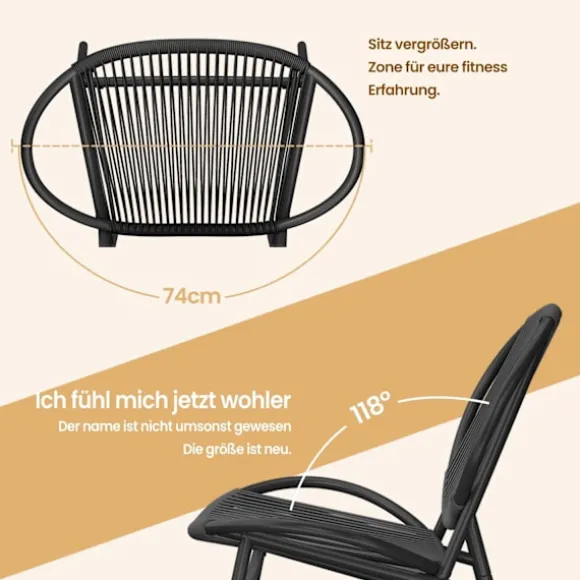 Rootz 3 -stykke balkonmøbler sæt - havemøbler - gårdhave sæt - pe -polyrattan - blæk sort - 50 cm x 45 cm tabel, 68 cm x 74 cm x 78 cm stole