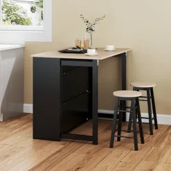 Rootz 3 -stykke Barset - Bar Table Set - Foldbart spisestue - 6 Opbevaringsrum - 116x70x89.5cm