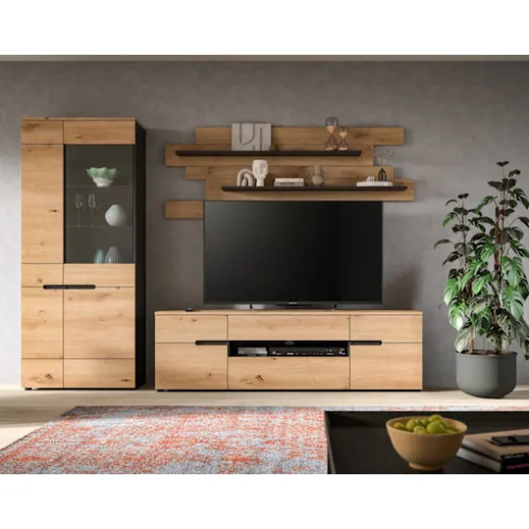 Rootz 3 -stykke Stue Set - Display Cabinet - Lowboard - Wall Shelf - Space -Saving - Artisan Replica 280x190x44 cm