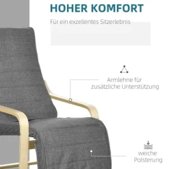 Rootz Accentstol - Afslapningsstol - hvilestol - Justerbar fodstøtte - Birk træ - 66,5 x 94 x 100 cm