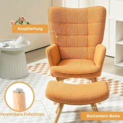 Rootz Accentstol med afføring - Afslapningsstol - Lounge lænestol - Ergonomisk komfort - 72 cm x 80 cm x 101 cm - Corduroy Look - Brun