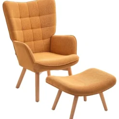 Rootz Accentstol med afføring - Afslapningsstol - Lounge lænestol - Ergonomisk komfort - 72 cm x 80 cm x 101 cm - Corduroy Look - Brun