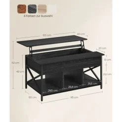 Rootz Antracit Grå-Sort Sofabord - Spånplade Stål - Stuebord - Moderne Bord - Robust konstruktion - 60cm x 100cm x 62cm