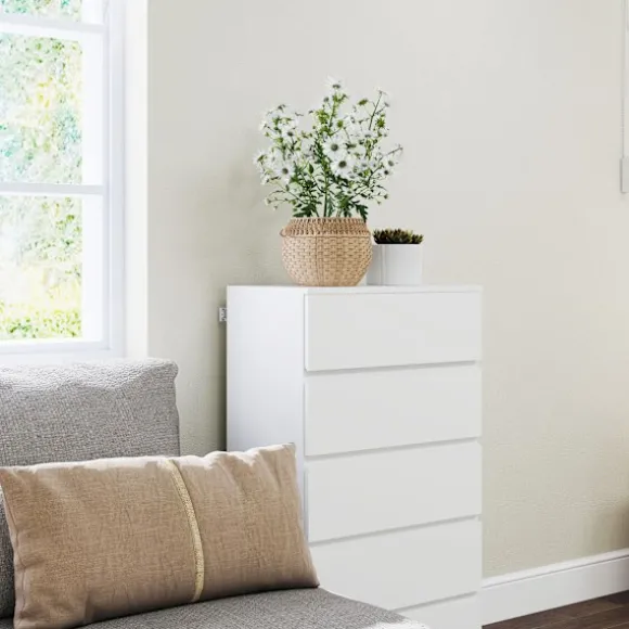 Rootz ATIDS skænk - Kommode - Opbevaringsenhed - 5 skuffer - Alsidigt hvidt design - 55cm x 34cm x 100cm