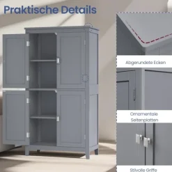 Rootz badeværelse skab - køkkenskab - MDF -opbevaringsenhed - Rumbesparende design - 30 x 60 x 110 cm