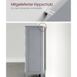 Rootz Badeværelsesmøbler - Opbevaringsskab - Organizer - MDF-plade - 30 cm x 30 cm x 82 cm - Mystic Grey - Monteringssæt - Anti-Tip-enhed - 90 kg Topb | Fyndiq