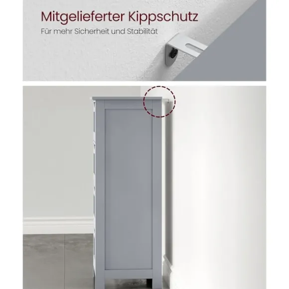 Rootz Badeværelsesmøbler - Opbevaringsskab - Organizer - MDF-plade - 30 cm x 30 cm x 82 cm - Mystic Grey - Monteringssæt - Anti-Tip-enhed - 90 kg Topb | Fyndiq