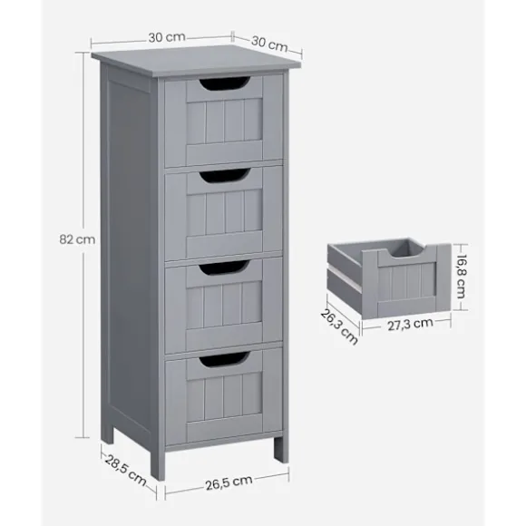 Rootz Badeværelsesmøbler - Opbevaringsskab - Organizer - MDF-plade - 30 cm x 30 cm x 82 cm - Mystic Grey - Monteringssæt - Anti-Tip-enhed - 90 kg Topb | Fyndiq