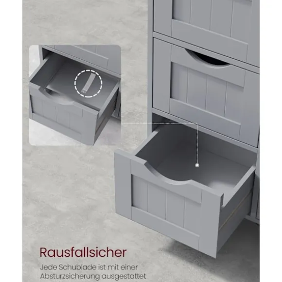 Rootz Badeværelsesmøbler - Opbevaringsskab - Organizer - MDF-plade - 30 cm x 30 cm x 82 cm - Mystic Grey - Monteringssæt - Anti-Tip-enhed - 90 kg Topb | Fyndiq