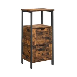 Rootz Badeværelsesskab - 2 Skuffer Badeværelsesskab - Opbevaringsskab - Multi-Purpose Opbevaringsskab - Spånplade/Stål - Vintage Brun-sort - 37 x 30 x | Fyndiq