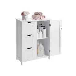 Rootz Badeværelsesskab - Opbevaringsorganisator - Skab - MDF - rodfri løsning - Alsidig brug - Hvid - 60 cm x 30 cm x 81 cm