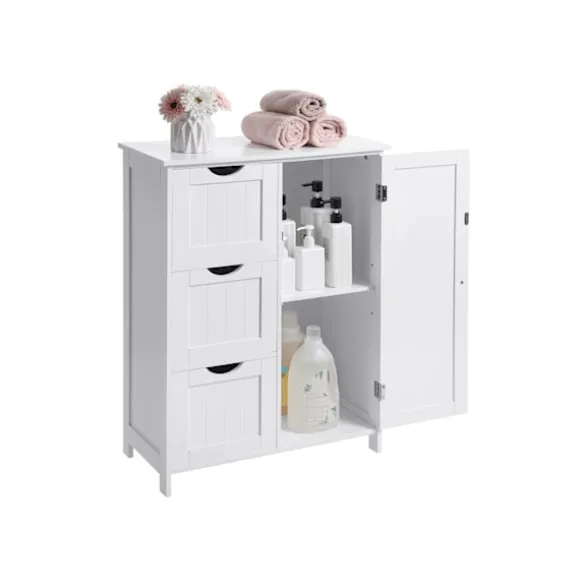 Rootz Badeværelsesskab - Opbevaringsorganisator - Skab - MDF - rodfri løsning - Alsidig brug - Hvid - 60 cm x 30 cm x 81 cm