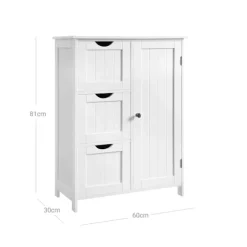 Rootz Badeværelsesskab - Opbevaringsorganisator - Skab - MDF - rodfri løsning - Alsidig brug - Hvid - 60 cm x 30 cm x 81 cm