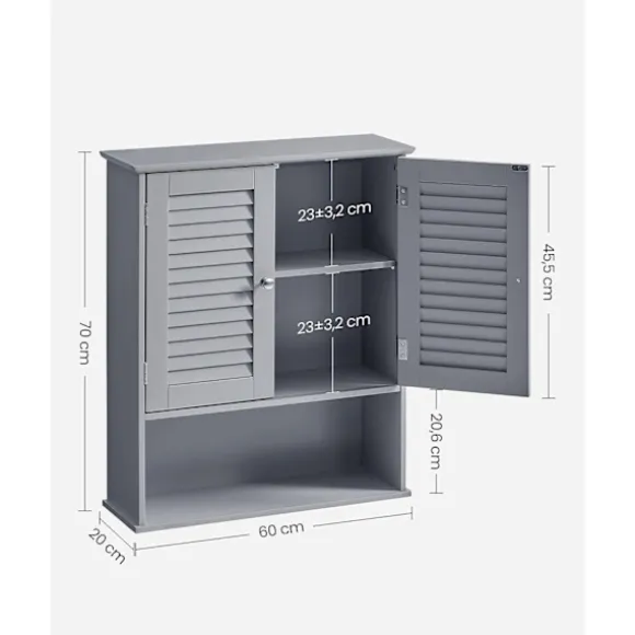 Rootz Badeværelsesskab - Opbevaringsenhed - Organizer - MDF-konstruktion - Mystical Grey - 30cm x 30cm x 82cm - Letvægts - Robust - Nem montering