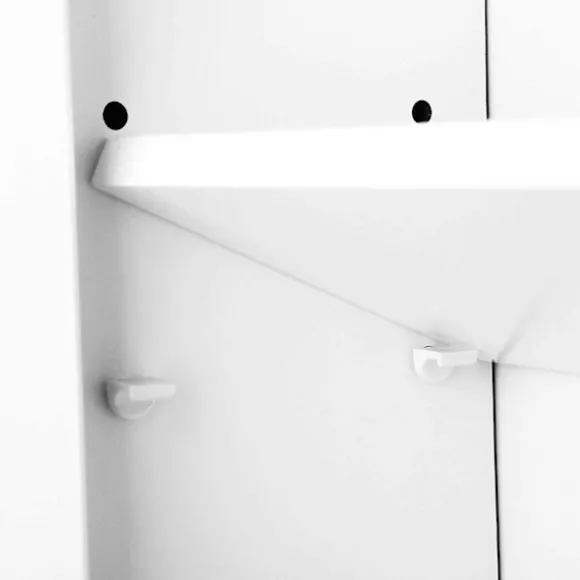 Rootz badeværelsesskab - Opbevaringsskab - Hygiejneorganisering - Hvid MDF - 60 cm x 20 cm x 70 cm - Åbent rum - Justerbar hylde - Forkromede knopper | Fyndiq