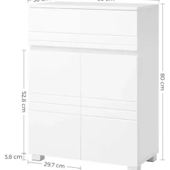 Rootz Badeværelsesskab - Opbevaringsskab - Skænk - Franske låger - Skuffe - Hvid - MDF - 60 x 30 x 80 cm