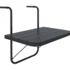 Rootz Balcony Hængebord - Havebord - Sammenklappelig - Højdejusterbar - Aluminiumsstel - Plastbordplade - Træeffekt - Sort - 60cm x 40cm x 64cm