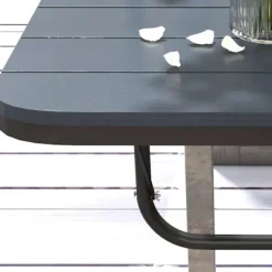 Rootz Balcony Hængebord - Havebord - Sammenklappelig - Højdejusterbar - Aluminiumsstel - Plastbordplade - Træeffekt - Sort - 60cm x 40cm x 64cm