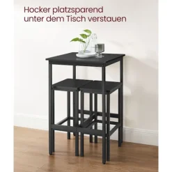 Rootz Bar Bordsæt - Bistro Bordsæt - Pubbord og stole - Spånplader og stål - 60cm x 60cm x 90cm - 30cm x 40cm x 65cm - 19,1kg