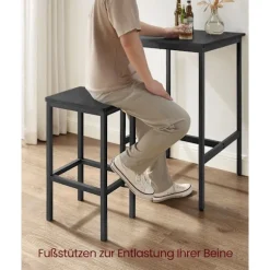 Rootz Bar Bordsæt - Bistro Bordsæt - Pubbord og stole - Spånplader og stål - 60cm x 60cm x 90cm - 30cm x 40cm x 65cm - 19,1kg