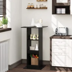 Rootz Barbord med hylder - Spisebord - Opbevaringsskab - Pladsbesparende - Massivt træmateriale - 60cm x 60cm x 112cm - Lys Eg + Hvid