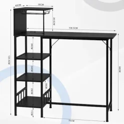 Rootz Barbord med hylder - Industrielt bordbord - Spisebord - E1 træmateriale - Vintage stil - 110 cm x 125 cm x 40 cm