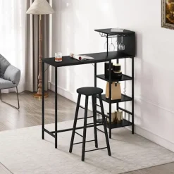 Rootz Barbord med hylder - Industrielt bordbord - Spisebord - E1 træmateriale - Vintage stil - 110 cm x 125 cm x 40 cm