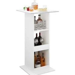 Rootz barbord med opbevaringshylder - højkvalitets træ multifunktionelt højt firkantet bord - vandafvisende og ridsefast - 60 cm x 60 cm x 112 cm