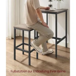 Rootz barbordssæt - Greige broget blæk, sort - spånpladestål - bistrostole - Høj belastningskapacitet - 60 cm x 60 cm x 90 cm