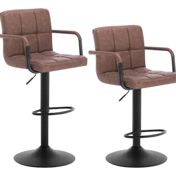 Rootz Barstol - Bordskammel - Justerbar barstol - Kunstlæder - Metalstel - Ergonomisk design - Holdbar - Stilfuld - 51 cm x 37 cm Sæde, 90 cm - 112 cm | Fyndiq