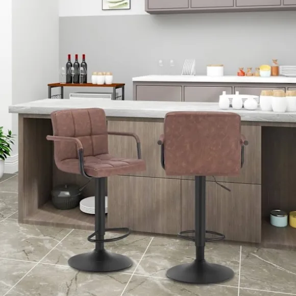 Rootz Barstol - Bordskammel - Justerbar barstol - Kunstlæder - Metalstel - Ergonomisk design - Holdbar - Stilfuld - 51 cm x 37 cm Sæde, 90 cm - 112 cm | Fyndiq