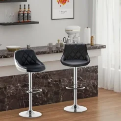 Rootz Barstol - Bordskammel - Justerbar barstol - Komfortabelt kunstlæder - Nem montering - Robust kromramme - 38cm x 35cm x 84-106cm Justerbar højde | Fyndiq