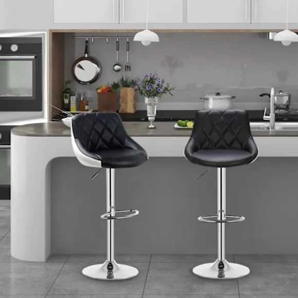 Rootz Barstol - Bordskammel - Justerbar barstol - Komfortabelt kunstlæder - Nem montering - Robust kromramme - 38cm x 35cm x 84-106cm Justerbar højde | Fyndiq