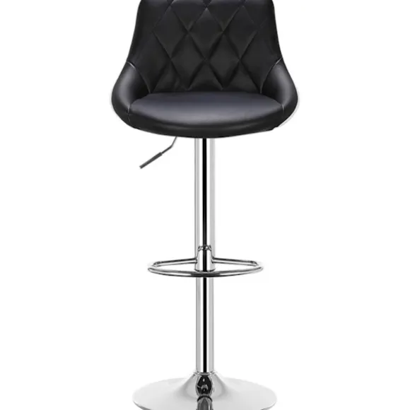 Rootz Barstol - Bordskammel - Justerbar barstol - Komfortabelt kunstlæder - Nem montering - Robust kromramme - 38cm x 35cm x 84-106cm Justerbar højde | Fyndiq