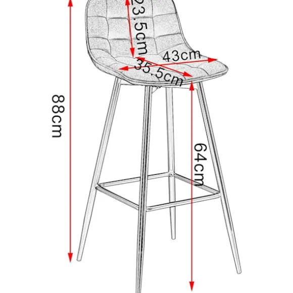 Rootz barstol - Designer barstol, bordskammel - kunstlæder, metalben - komfortable og ergonomiske, robuste og holdbare, alsidige og stilfulde - sædehø | Fyndiq