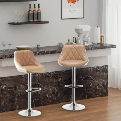 Rootz Barstol - Justerbar bordstol - Drejelig barstol - Komfortabel, Alsidig, Holdbar - Forkromet stål, Kunstlæder - 38cm x 35cm, Højde 84cm-106cm