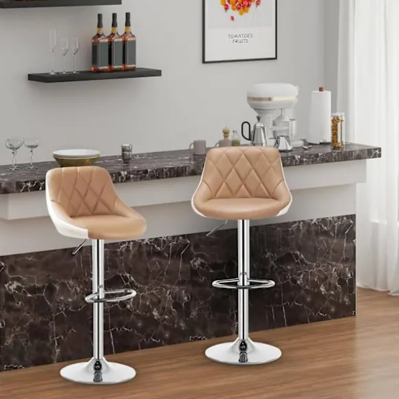 Rootz Barstol - Justerbar bordstol - Drejelig barstol - Komfortabel, Alsidig, Holdbar - Forkromet stål, Kunstlæder - 38cm x 35cm, Højde 84cm-106cm
